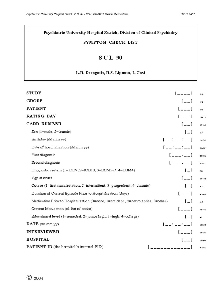 Psychiatric University Hospital Zurich, P.O. Box 1931, CH8032 Zurich