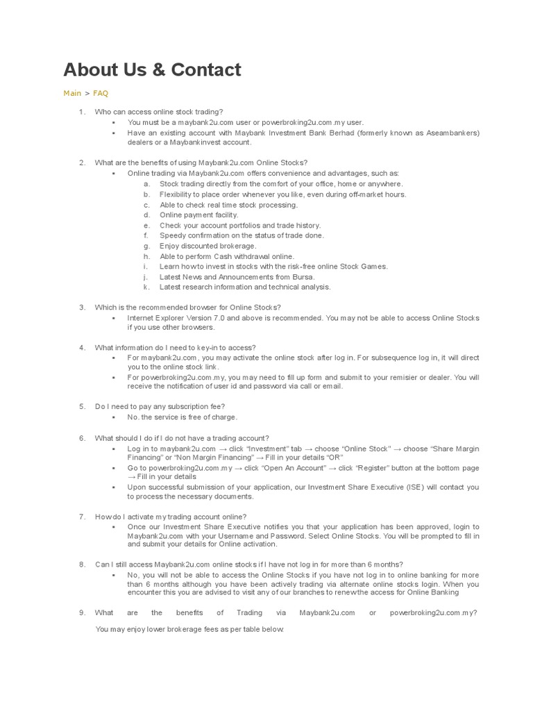 About Us M2u Pdf Online And Offline Stocks