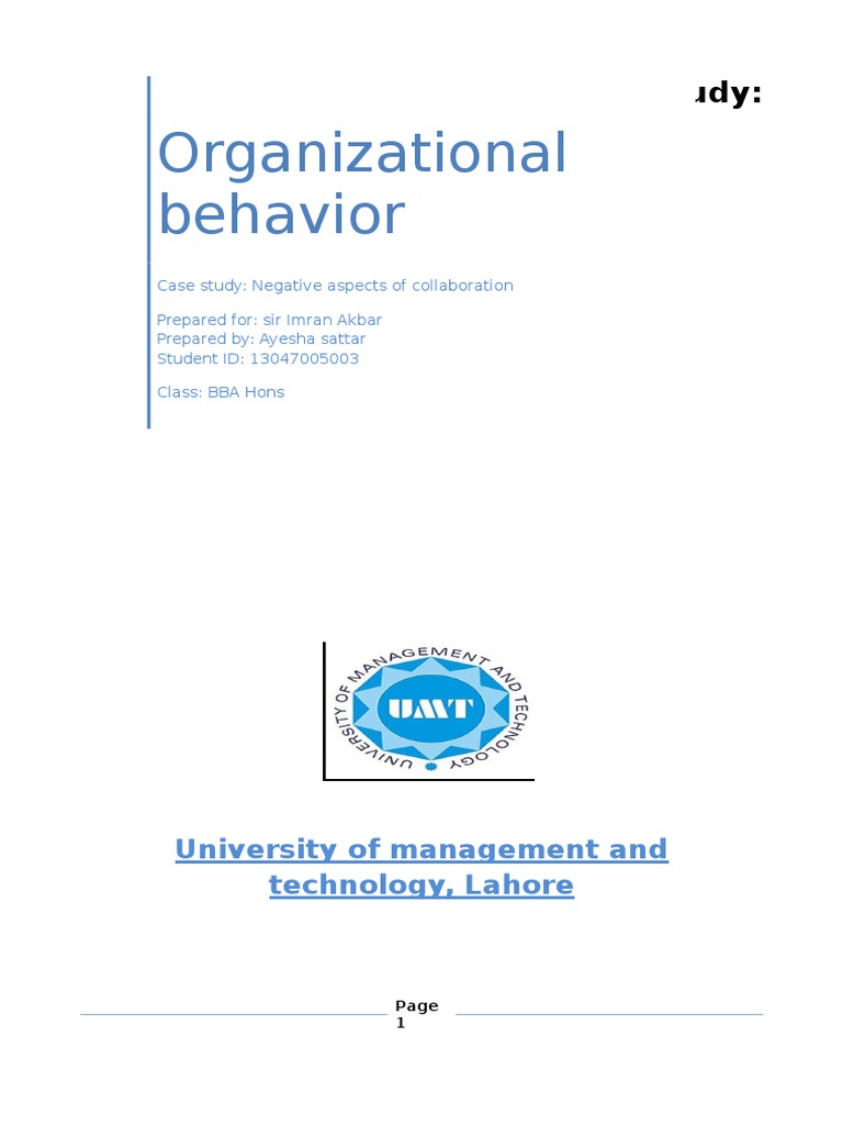 case study in organizational behavior with solution