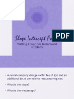 Slope Intercept Practice - Word Problems