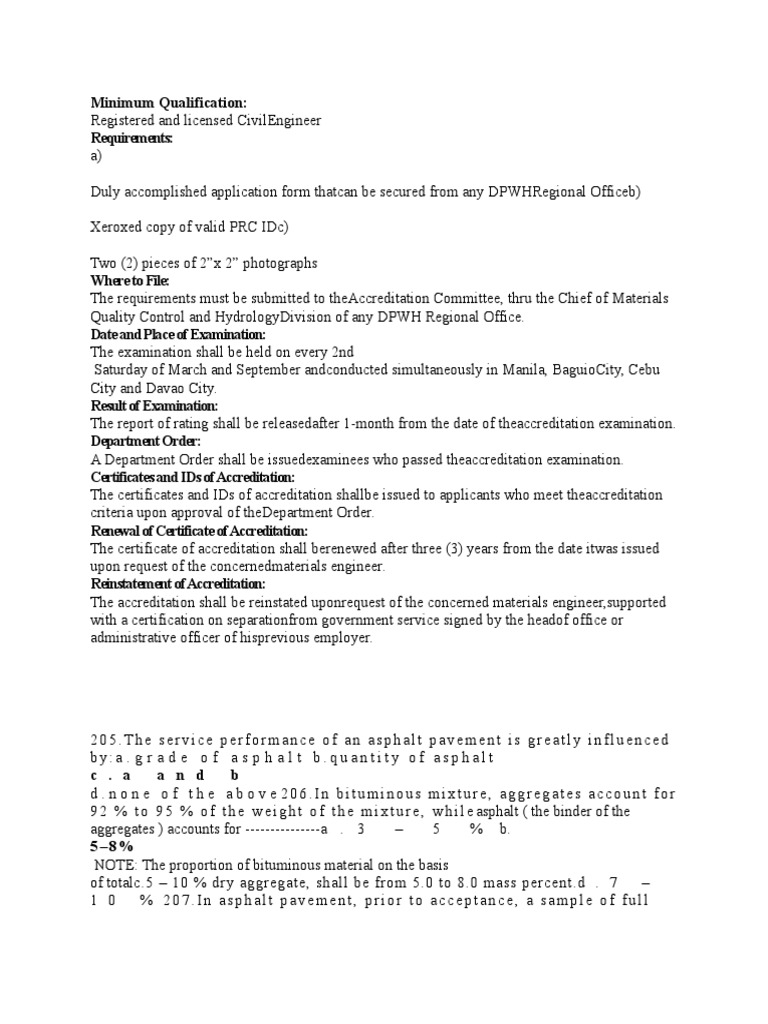 Materials Engineer Reviewer PDF Asphalt Construction Aggregate