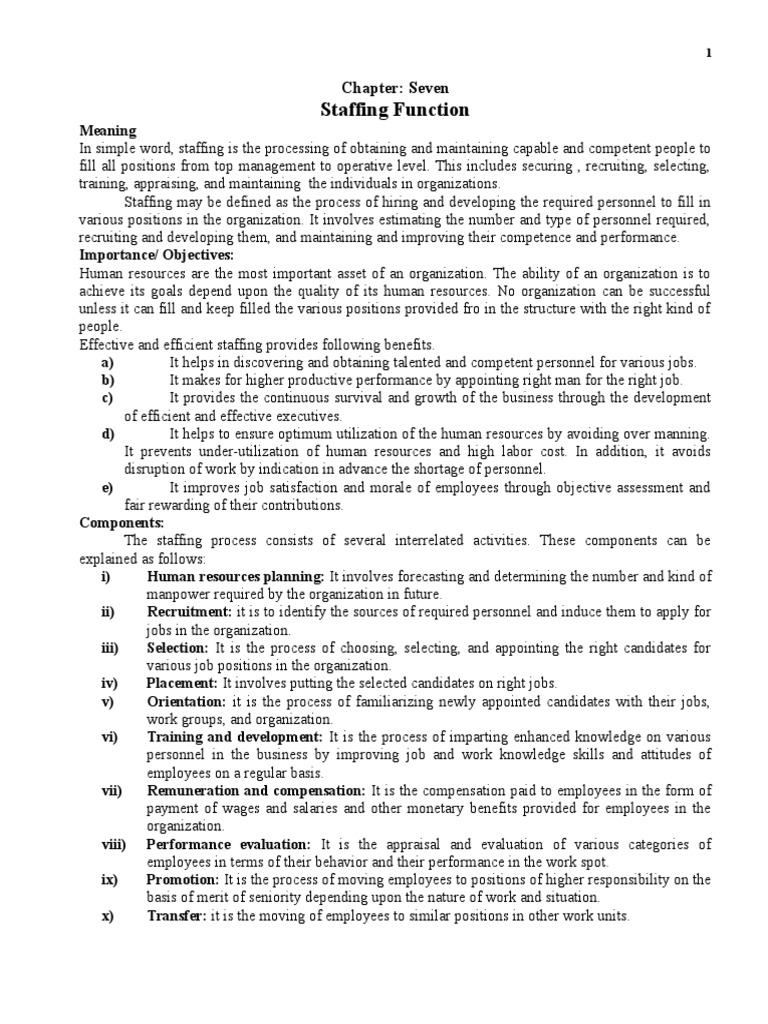 Staffing Function Human Resources Human Resource Management