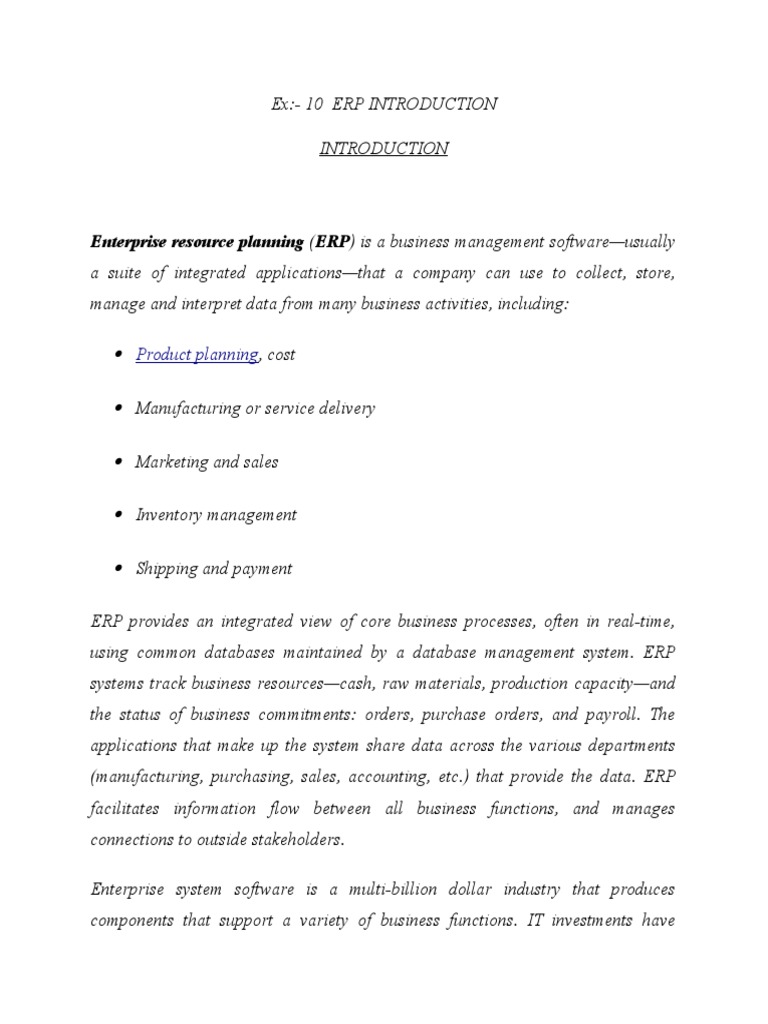 Erp2 Download Free Pdf Enterprise Resource Planning Supply Chain