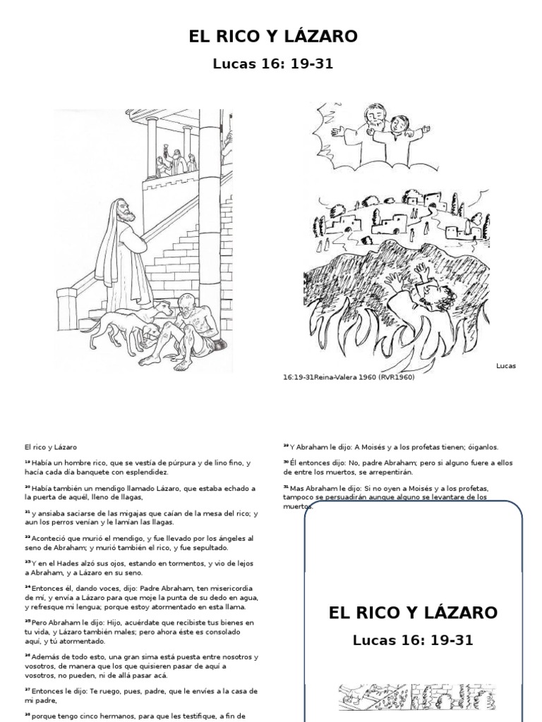 Actividades del Rico y Lázaro para Niños | PDF