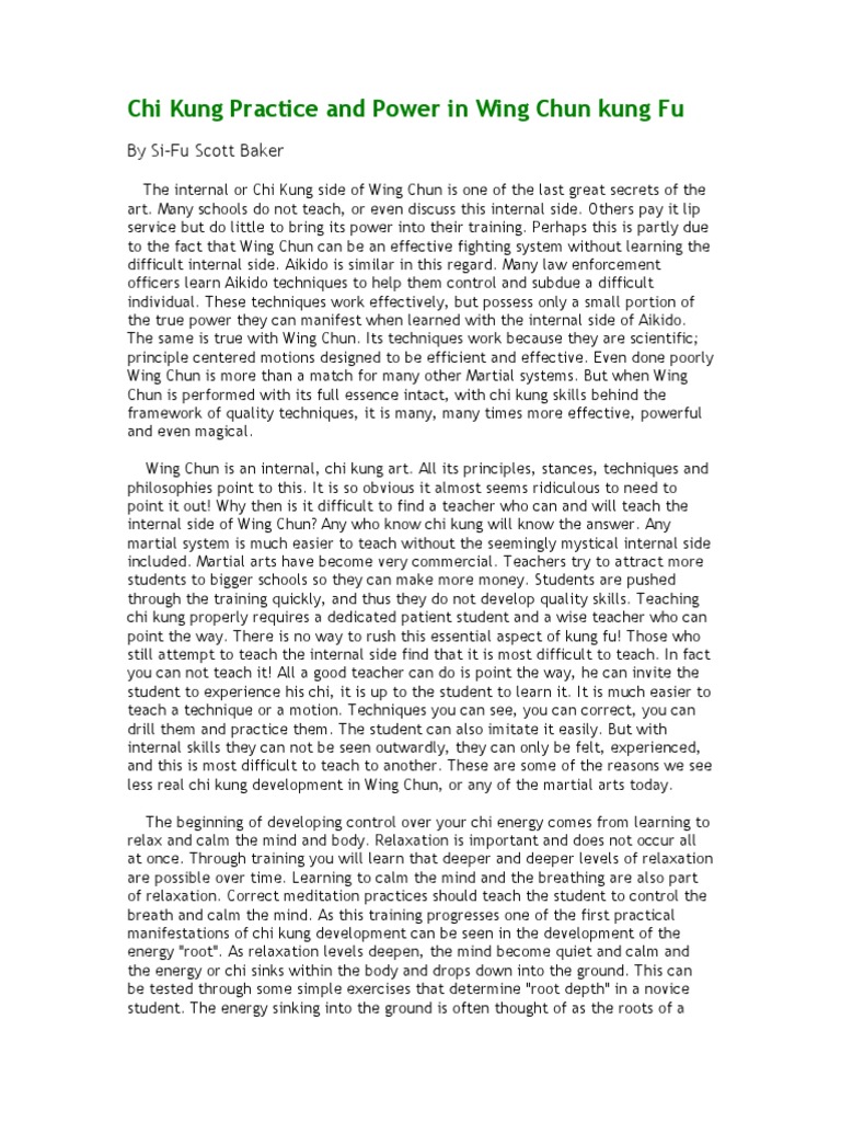 Chi Kung Practice and Power in Wing Chun Kung Fu PDF | Download Free ...
