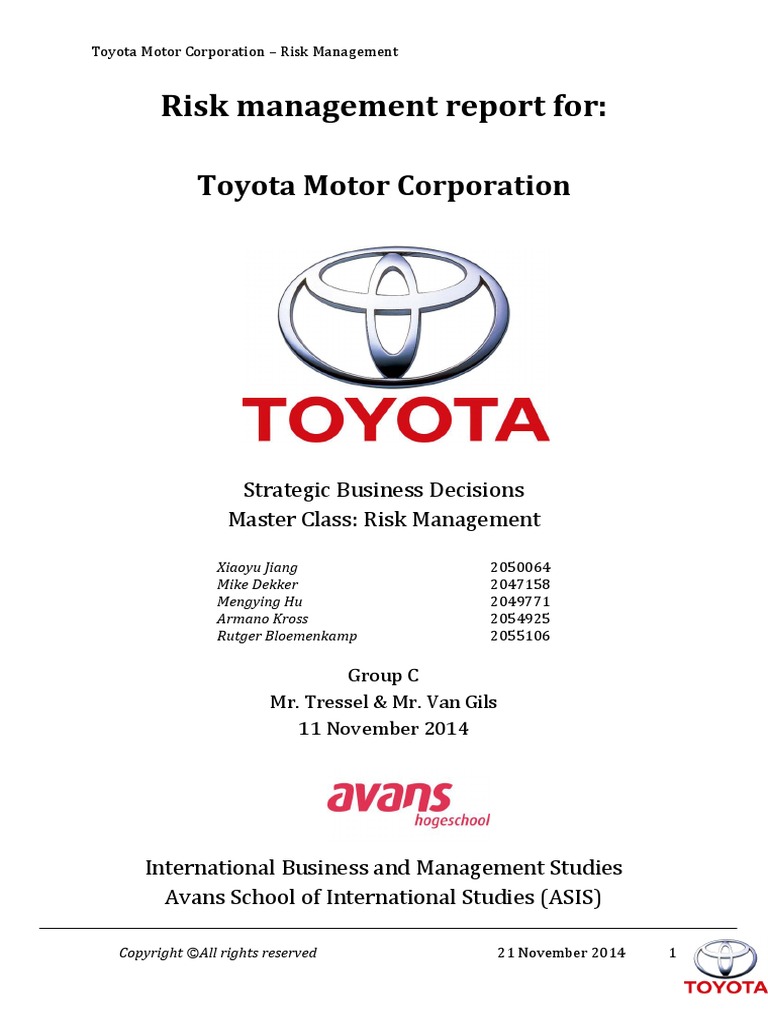 toyota risk management case study