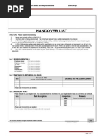 Handover Format