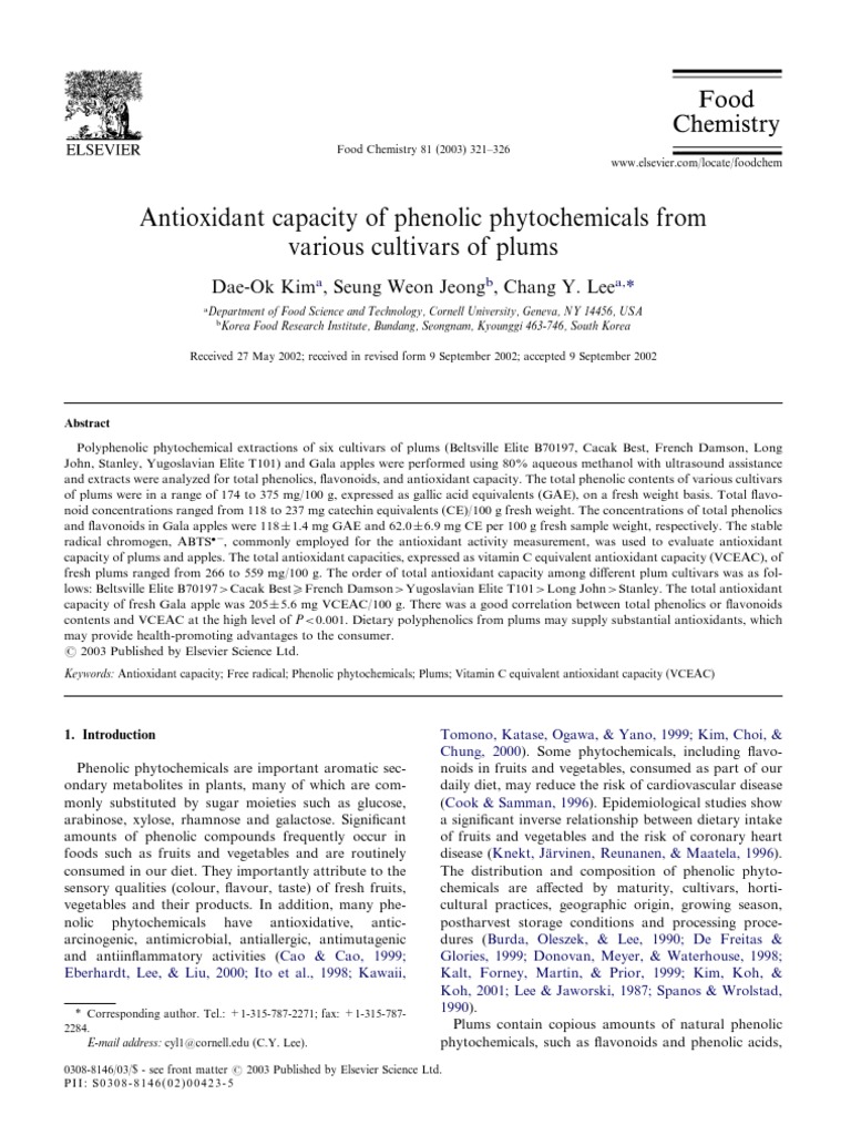 View of Antioxidant Capacity of Phenolic Phytochemicals From Various Cultivars ...