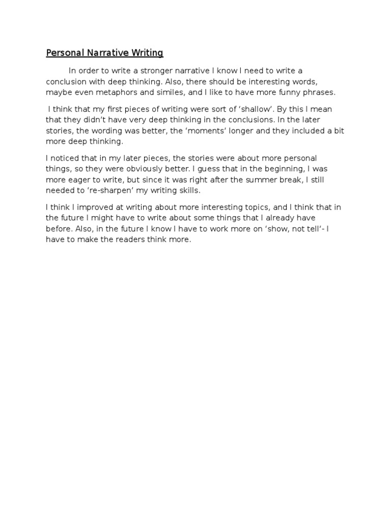 Narratives Reflection | PDF | Language Arts & Discipline | Self-Improvement