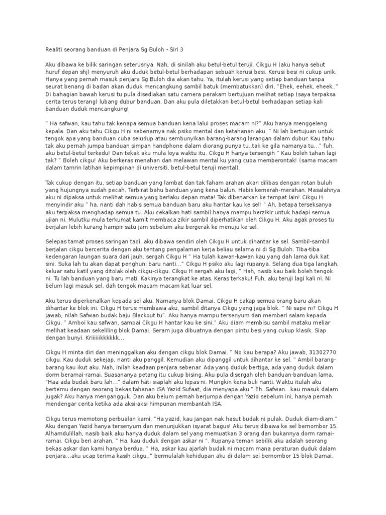 Realiti Seorang Banduan Di Penjara Sg Buloh Pdf