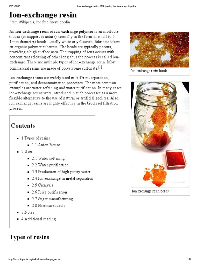 Ionexchange resin Ion Exchange Chemical Compounds