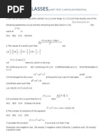 Sarthak Classes,: Part Test-1, Maths, Differential Calculus