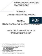 Caracteristicas de La Traducción Ténica- Examen Mayra