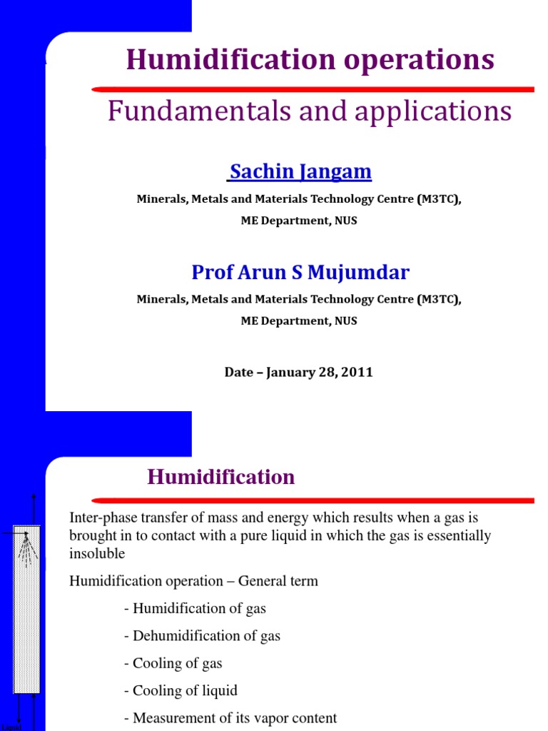 Humidification Operations Fundamentals and Applications PDF