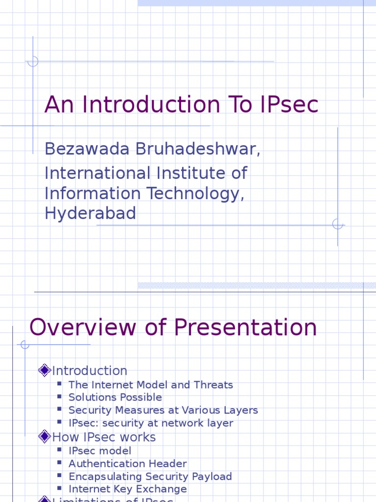 An Introduction To Ipsec: Bezawada Bruhadeshwar, International ...