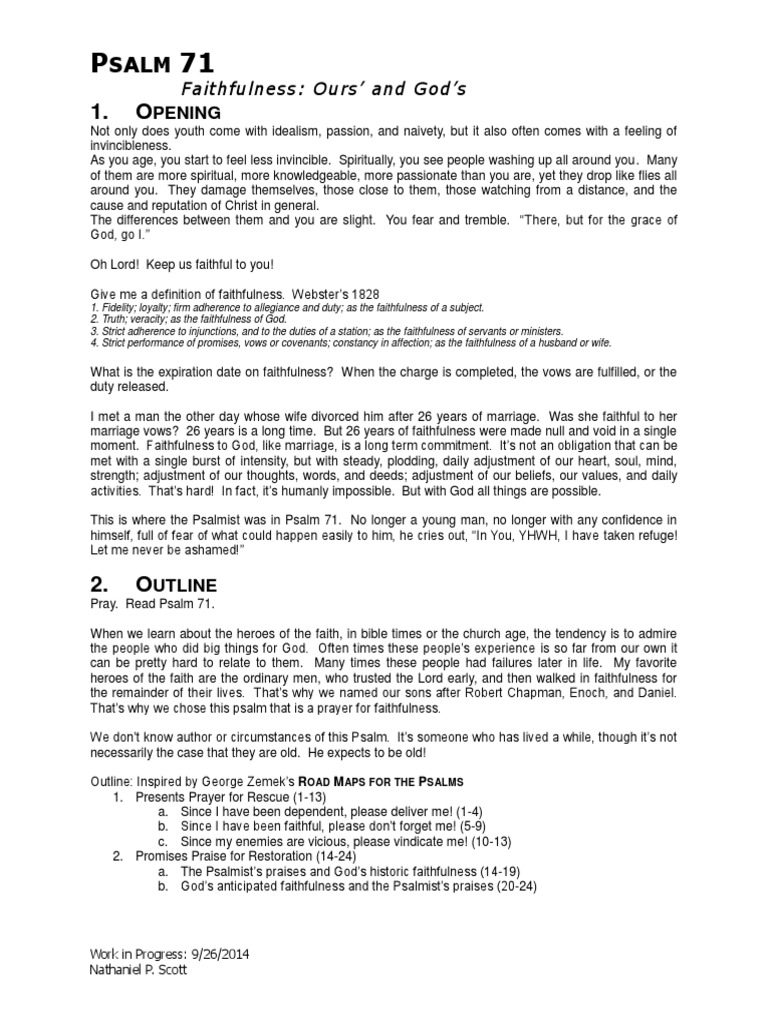 Psalm 71: A Prayer for Faithfulness | PDF | Justification (Theology ...
