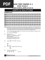 Hints & Solutions: Mock Test Paper # 1