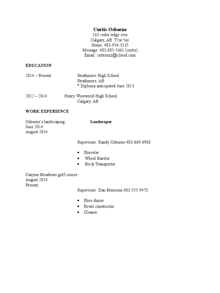 Curtis Osborne's Resume and Skills | PDF
