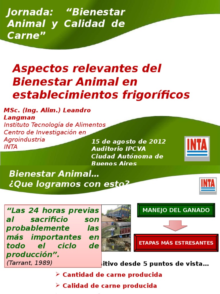 Bienestar Animal en Mataderos | PDF | Bienestar de los animales | Carne