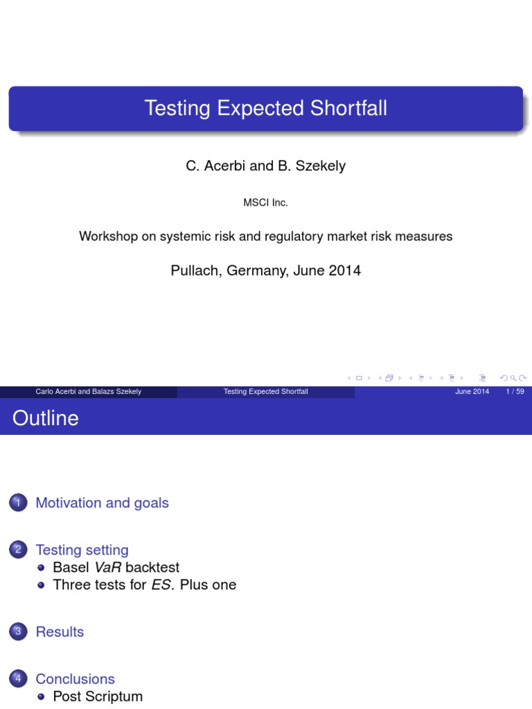 Expected Shortfall Testing Methods | PDF | Estimator | Bias Of An Estimator