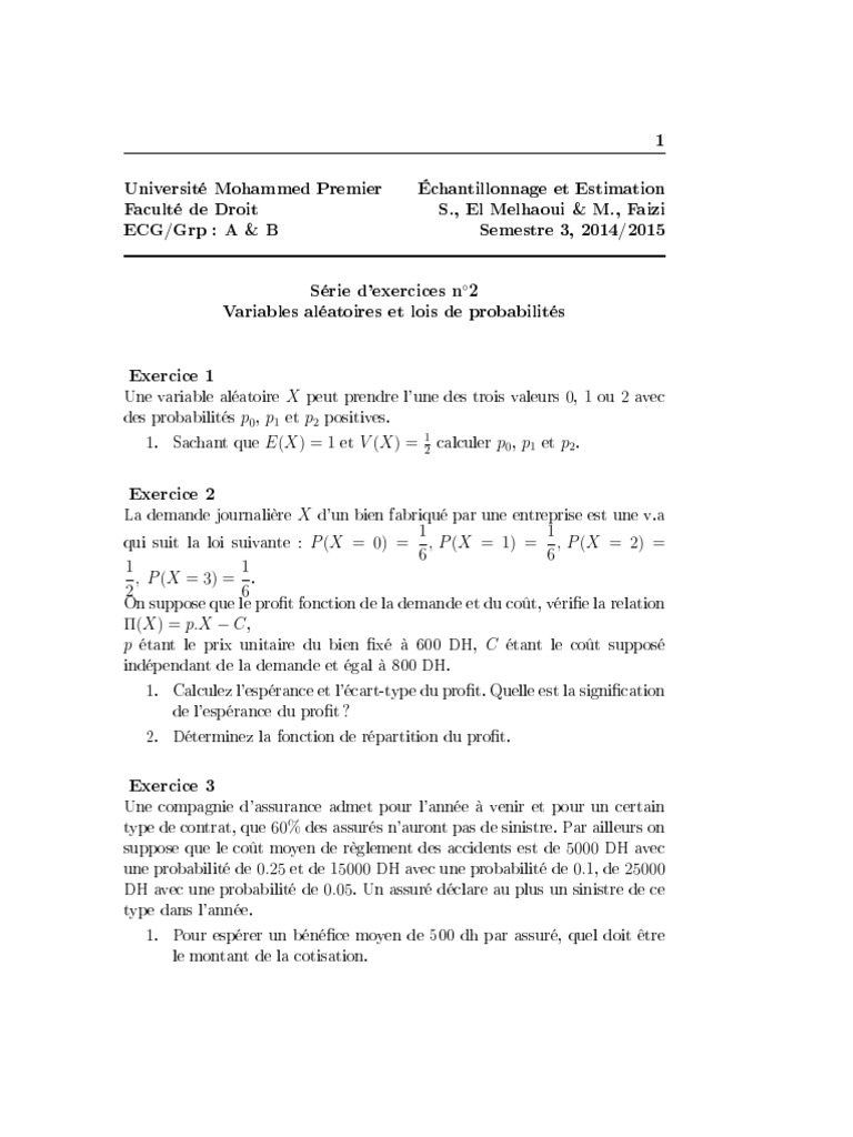 Exercice Probabilité Terminale Bac Pro Corrigé