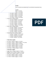 Instrument Measurement List: Violin Body Lengths