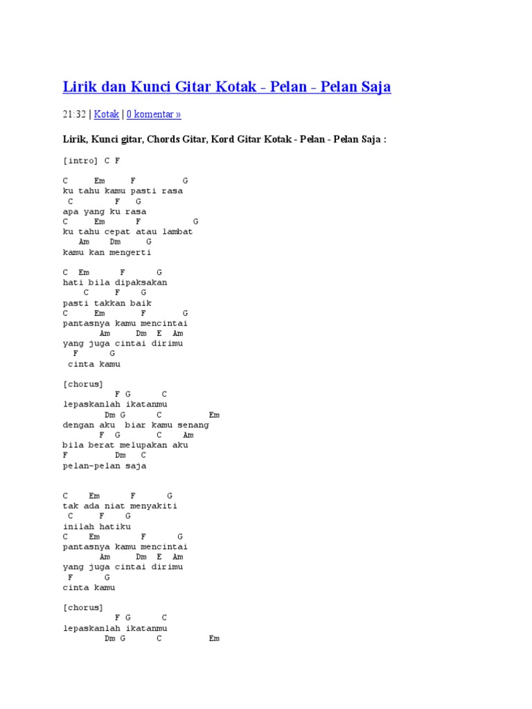 Lirik Dan Kunci Gitar Kotak