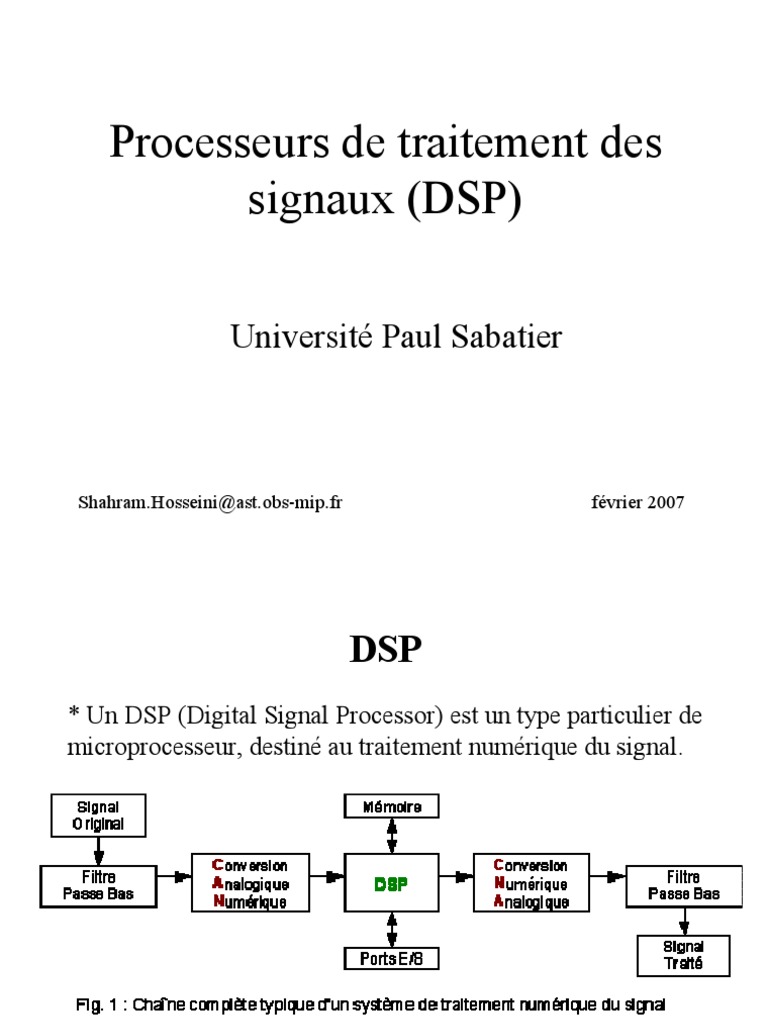 Introduction aux Processeurs DSP | PDF | Processeur de signal numérique ...