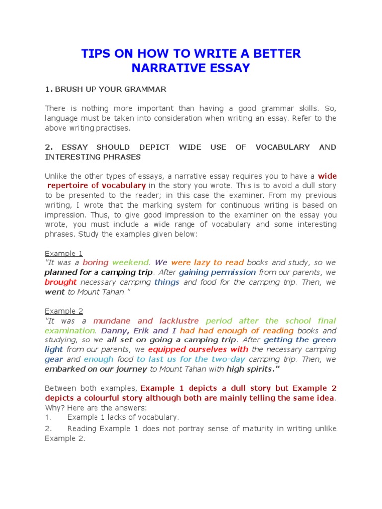 narrative essays to write about