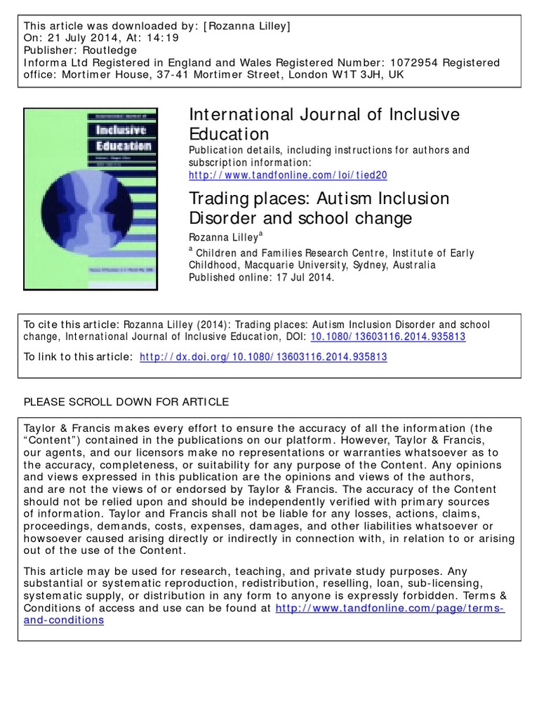 Autism Inclusion Disorder and School Change | PDF | Inclusion ...