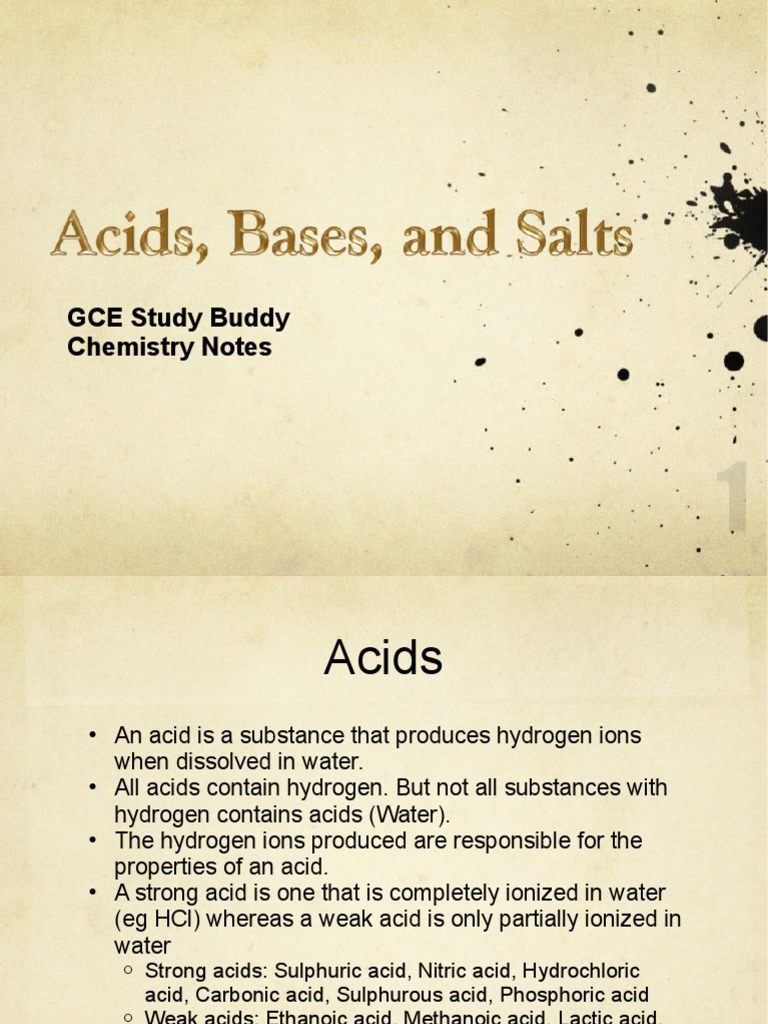 GCE Study Buddy Chemistry Notes | PDF | Acid | Hydroxide