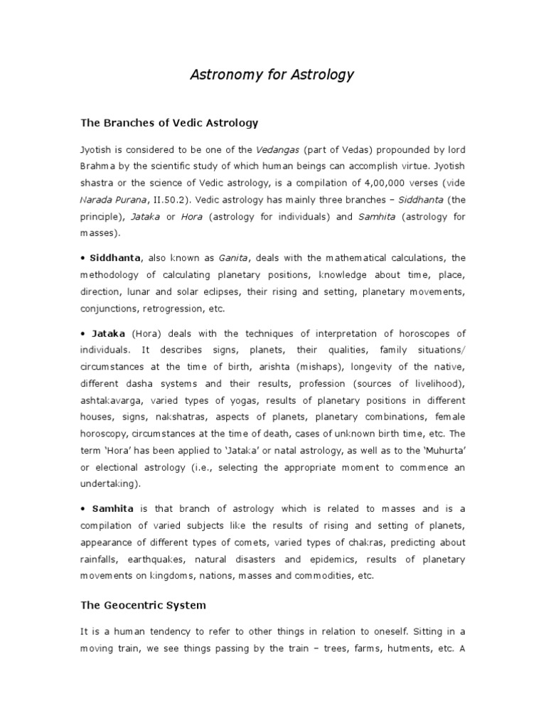 Branches of Vedic Astrology Explained | PDF | Zodiac | Hindu Astrology