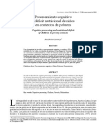 Procesamiento Cognitive y Déficit Nutricional de Niños en Contextos de Pobreza