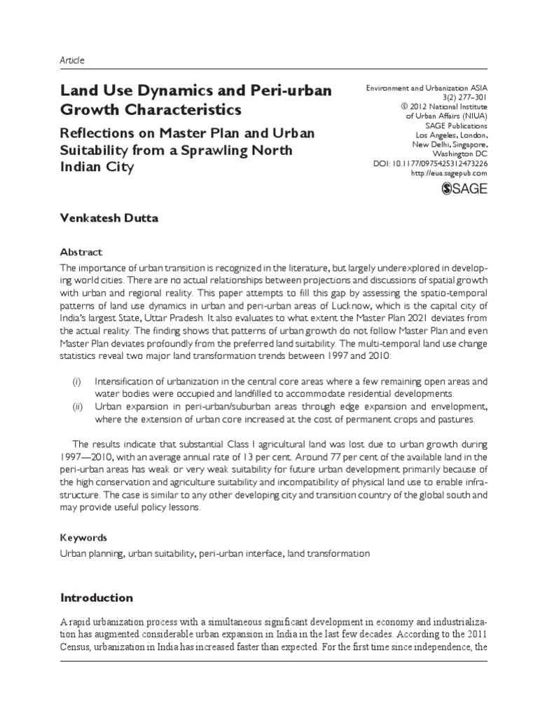 Land Use Dynamics and Peri-Urban Growth Characteristics | PDF | Urban ...
