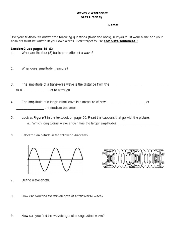 Waves Worksheet 2: Key Concepts and Questions | PDF
