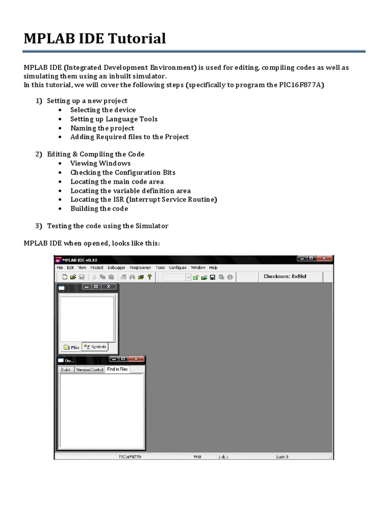 MPLAB IDE Tutorial PDF | PDF | Integrated Development Environment ...