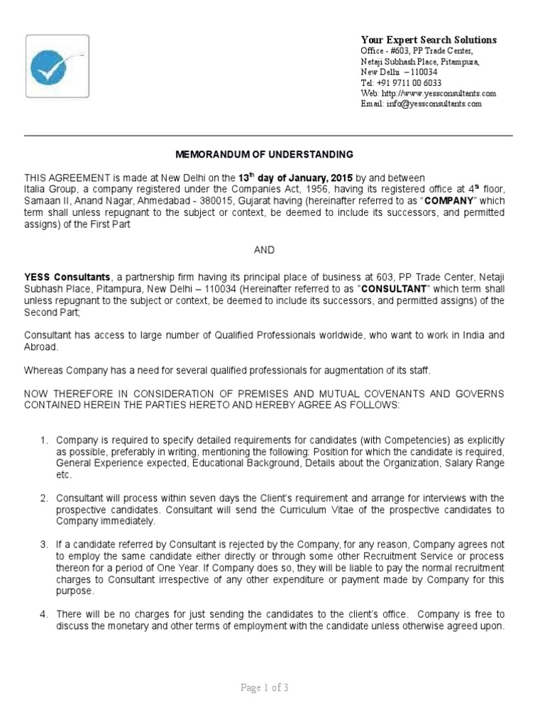 YESS Consultants Empanelment Agreement | PDF | Arbitration | Private Law