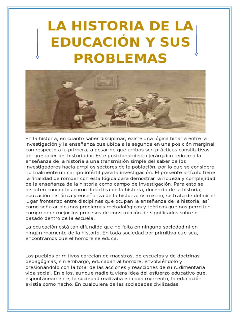 Historia y Problemas de la Educación | PDF | Baja Edad Media | Conocimiento
