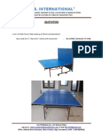 Quotation of Table Tennis Tables