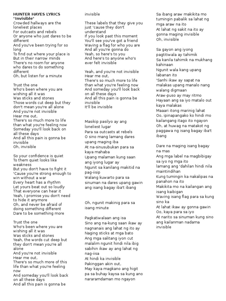 Hunter Hayes Lyrics \, image size:768x1024