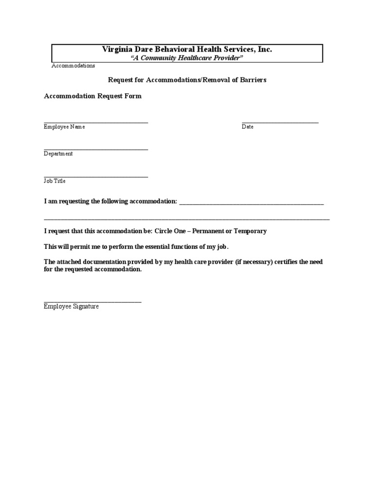 Accommodation Request Form Template | PDF | Health Care | Hotel And ...