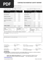 Contractor Monthly Safety Report: Incidents This Month Total Cause of Injuries This Month