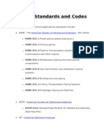 Piping Standards and Codes: American Society of Mechanical Engineers