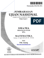 Pembahasan Soal UN Matematika Program IPA SMA 2014 Paket 3 (Full Version)