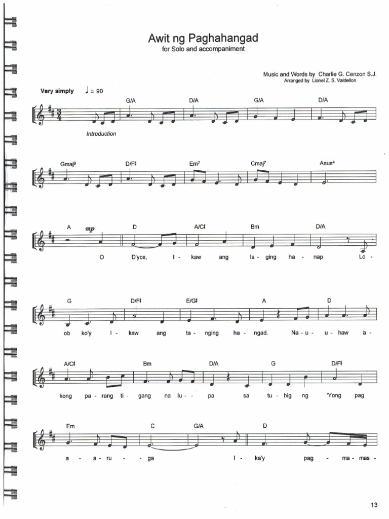 Awit Ng Paghahangad Music Sheet