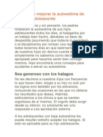 Formas de Mejorar La Autoestima de Su Hijo Adolescente