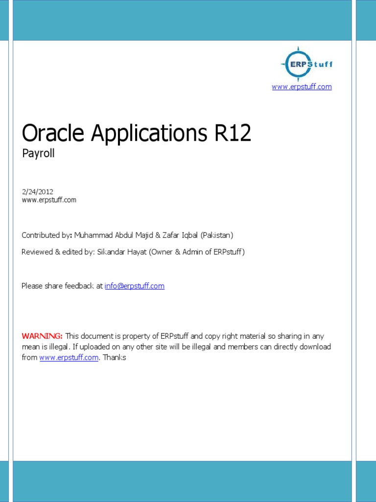 Oracle R12 Payroll Setup Guide | PDF | Accrual | Payroll