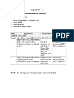 Salt Analysis - Cation Ammonium