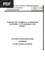 Formas de la expresión no verbal, el lenguaje y sus vicios