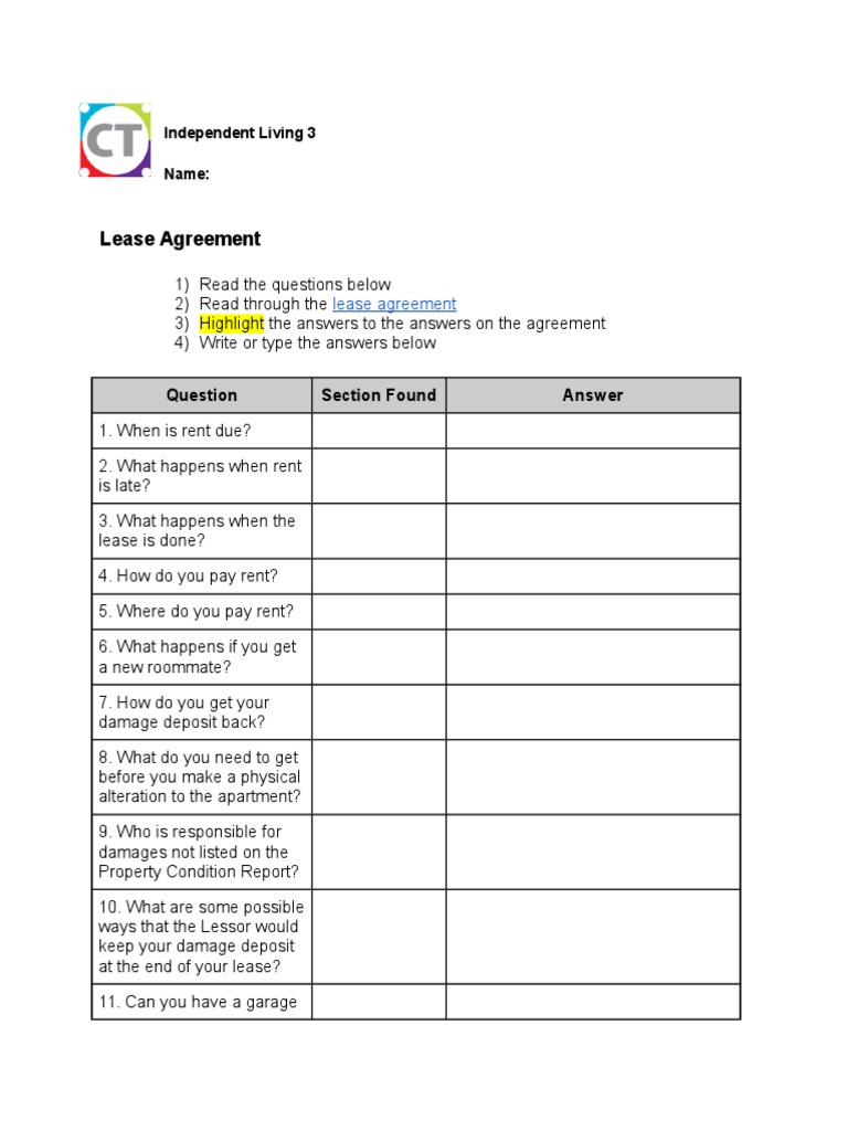 Lease Agreement Guide for Tenants | PDF | Finance & Money Management ...